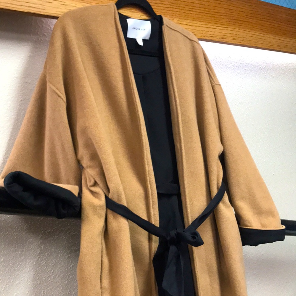 Amour Vert Recycled Wool Blend Open Front Belted … - image 4